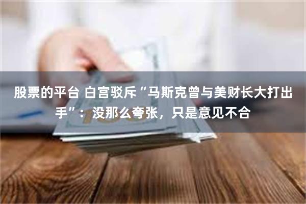 股票的平台 白宫驳斥“马斯克曾与美财长大打出手”：没那么夸张，只是意见不合
